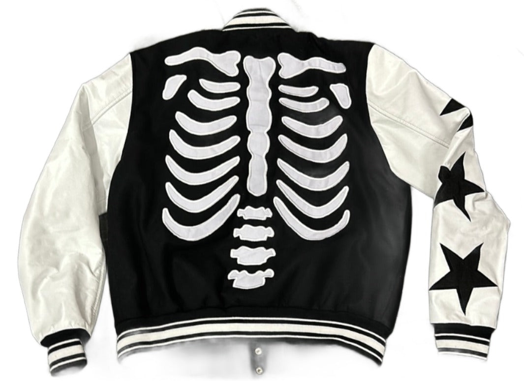 Motion Not Emotion Black/White Varsity Jacket