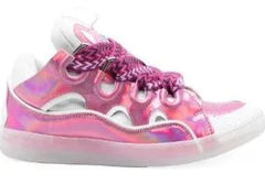 Lanvin Curb lace-up sneakers pink white iridescent