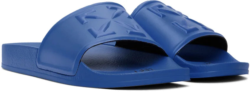 OFF-WHITE Blue Logo-Print Rubber Slides