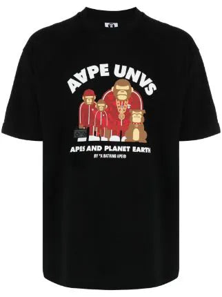 AAPE Apes and pleanet earth Black/Red T shirt - BY A BATHING APE