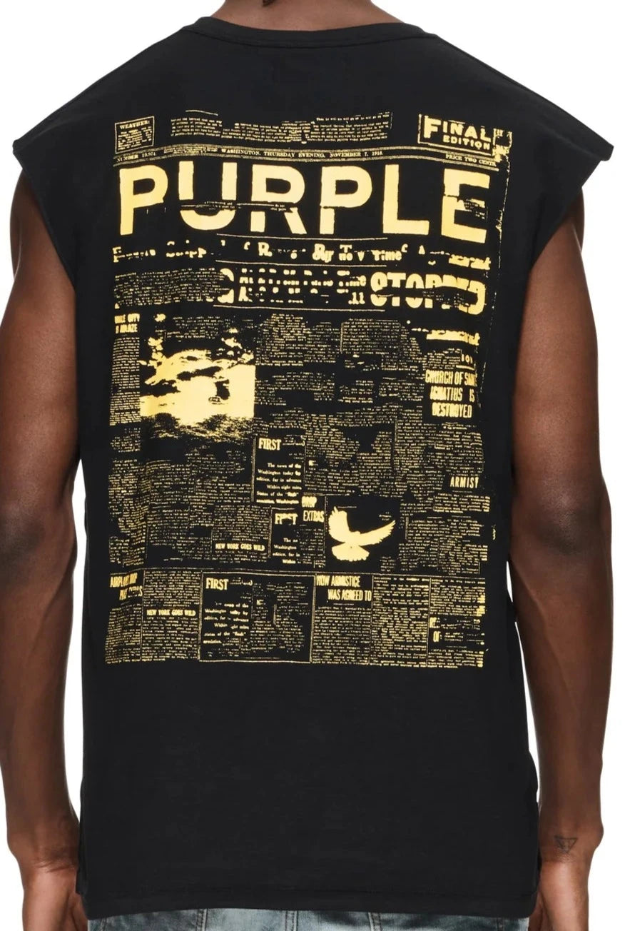 Purple Brand Newsprint Black/Yellow Tank Top