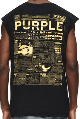 Purple Brand Newsprint Black/Yellow Tank Top