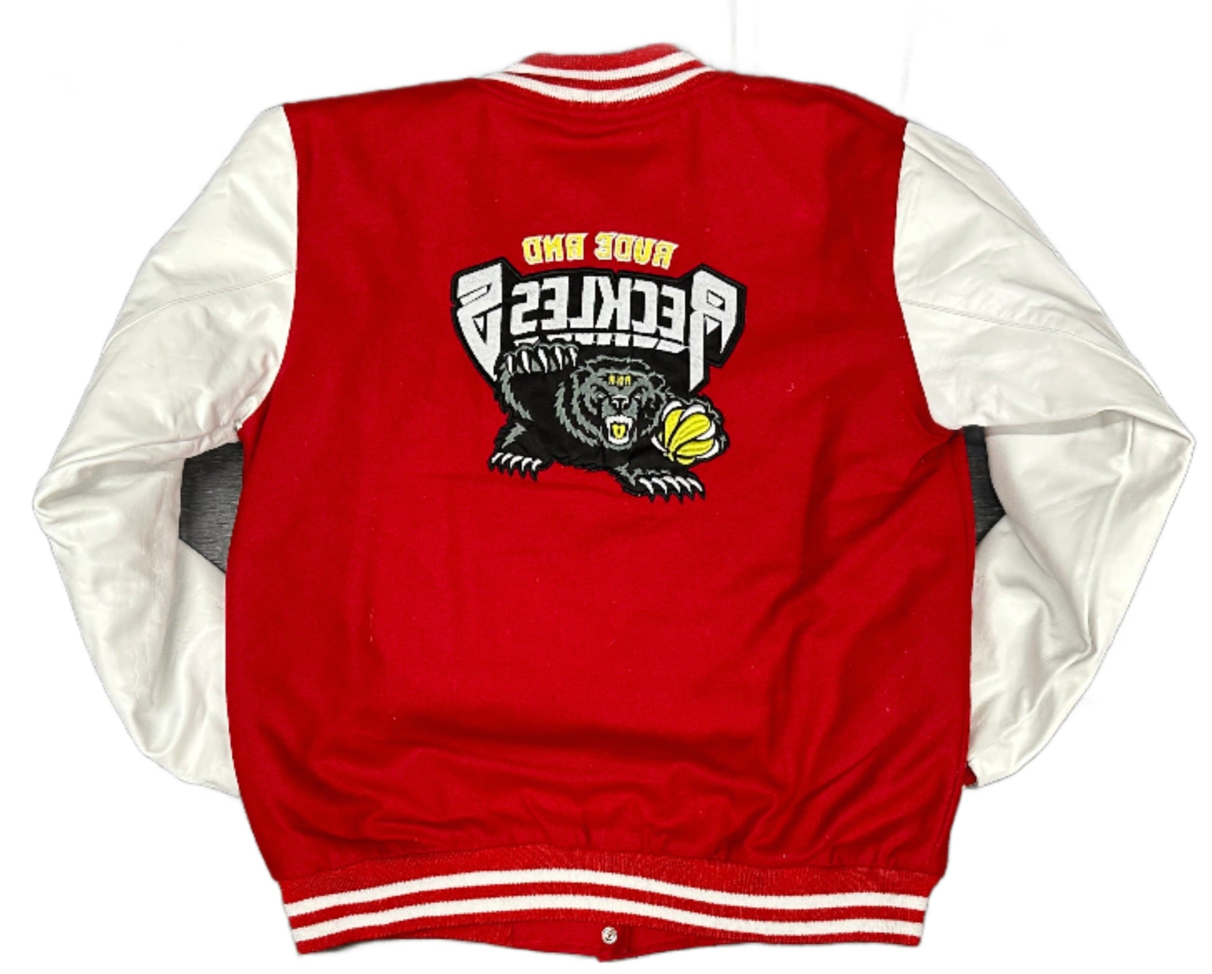 Rude n Reckless Red/White Varsity Jacket