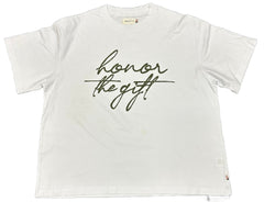 Honor The Gift Script White/Olive T shirt