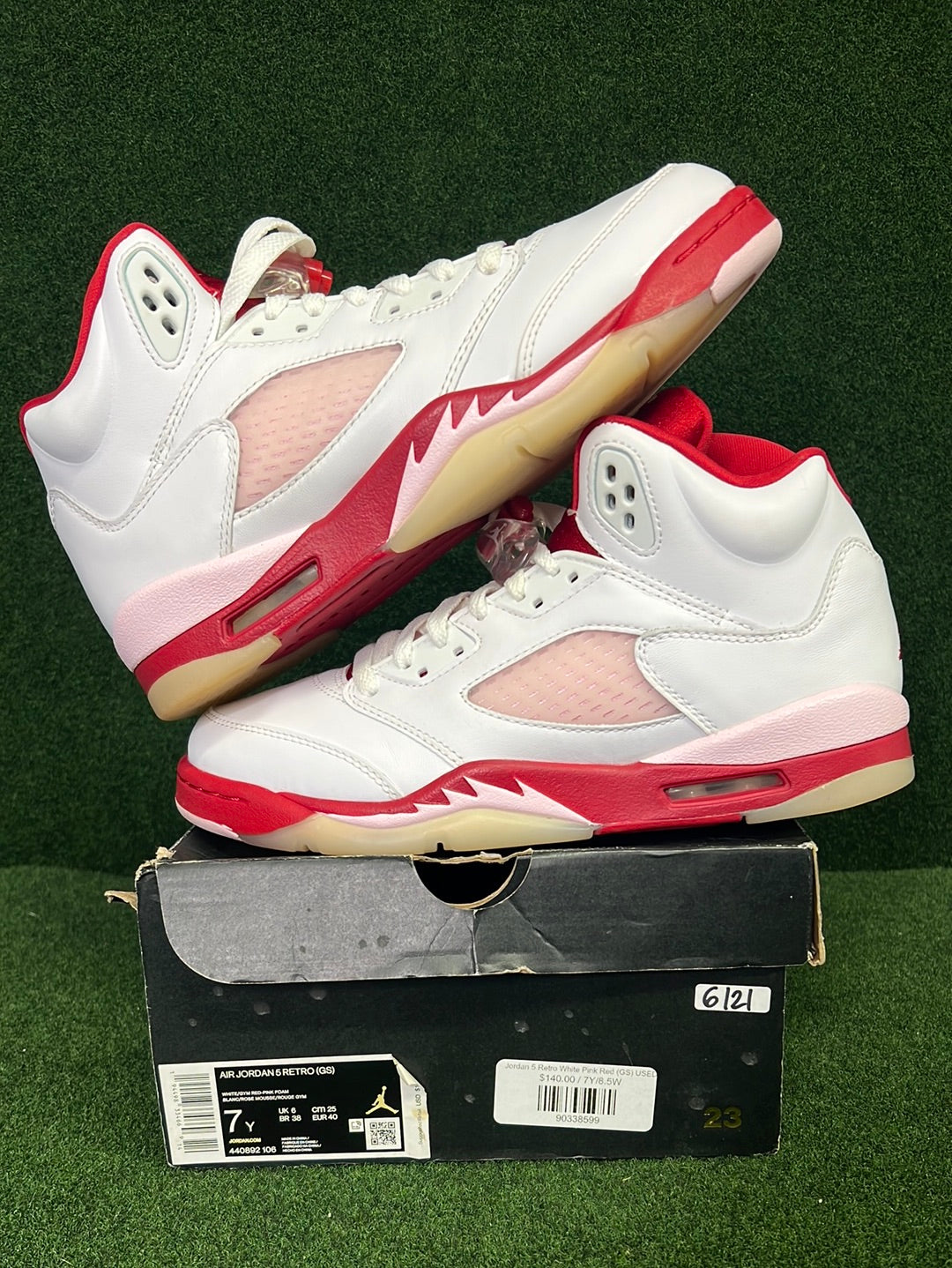 Jordan 5 Retro White Pink Red (GS) USED