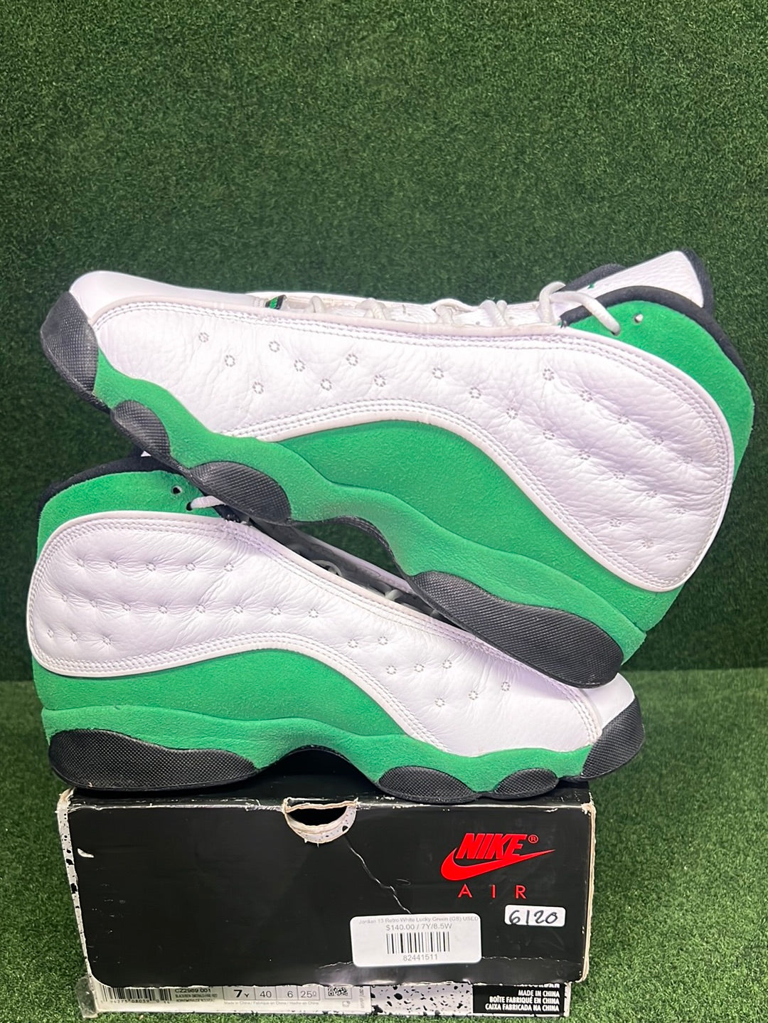 Jordan 13 Retro White Lucky Green (GS) USED