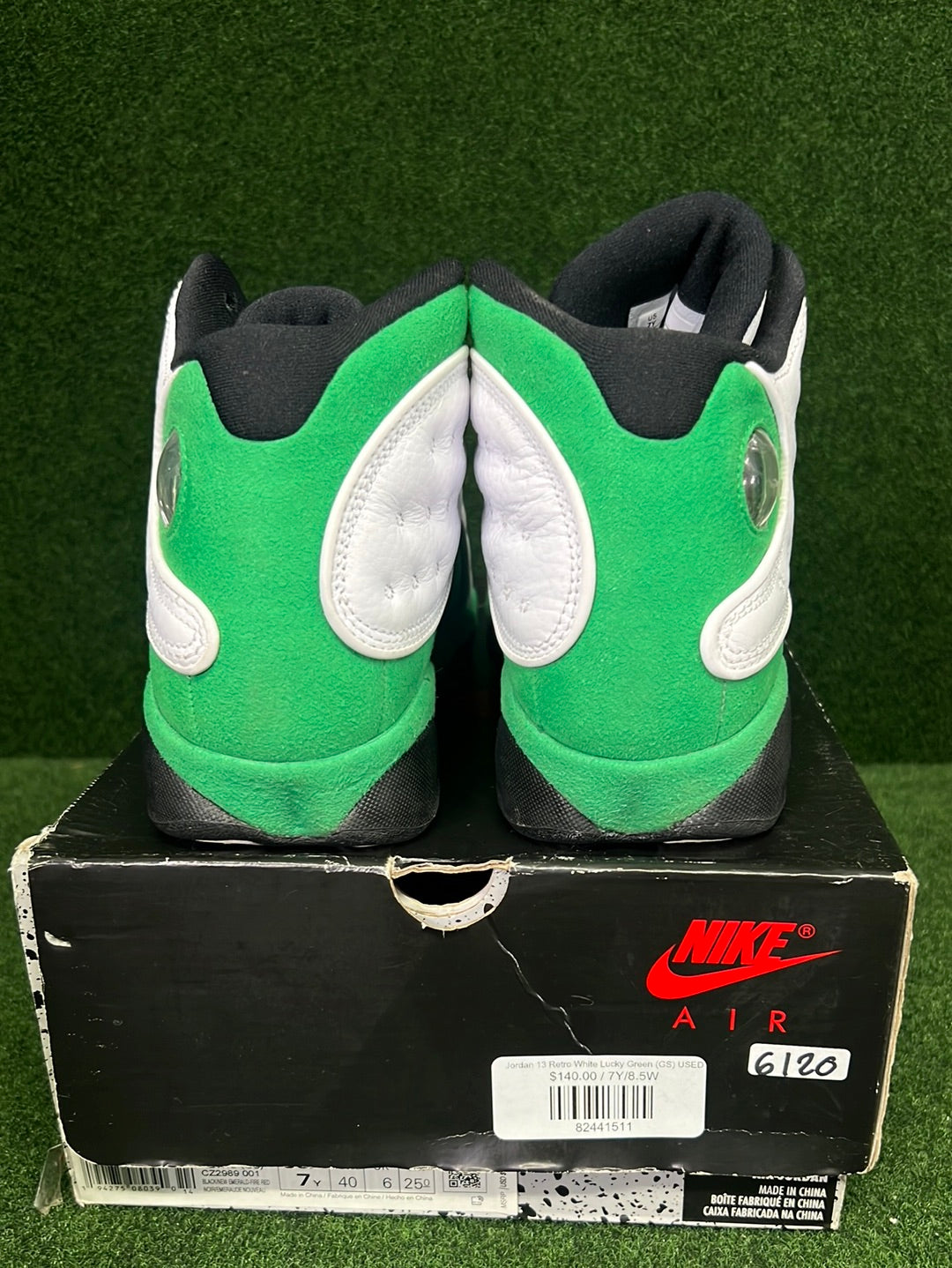 Jordan 13 Retro White Lucky Green (GS) USED