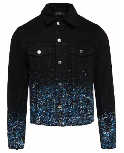 AMIRI Crystal Rhinestone Denim Jacket Black/Blue