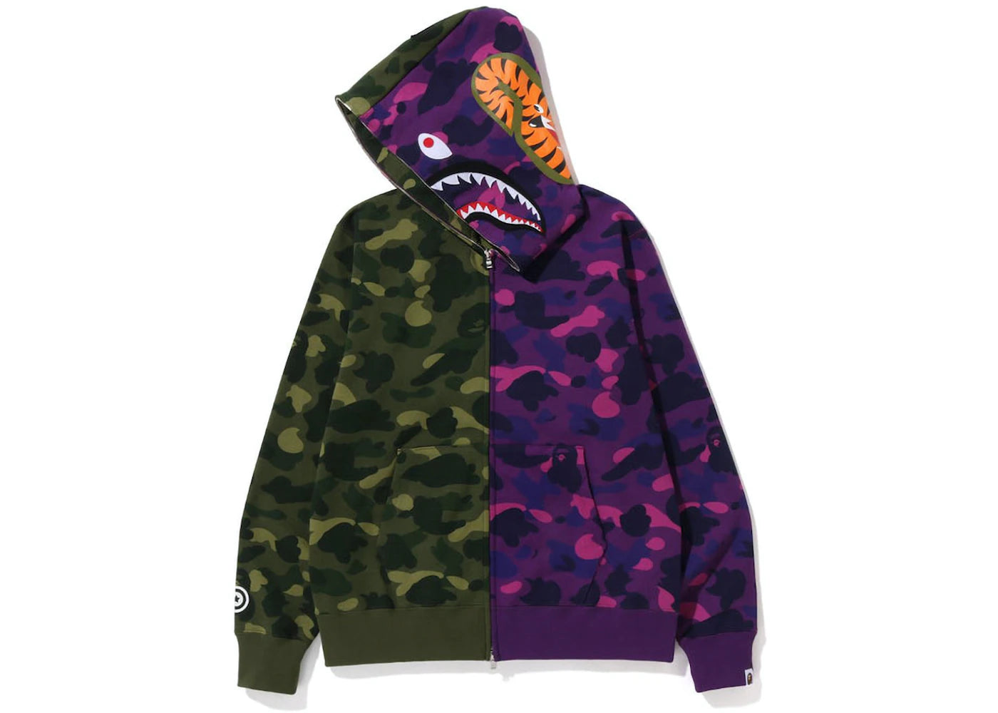 BAPE Color Camo Shark Full Zip Hoodie (FW22) Green Purple