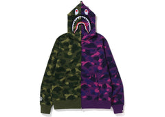 BAPE Color Camo Shark Full Zip Hoodie (FW22) Green Purple