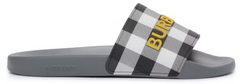 Burberry Logo Detail Check Slides Storm Grey