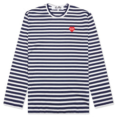 CDG X THE ARTIST INVADER L/S T-SHIRT NAVY/WHITE - COMME DES GARCONS