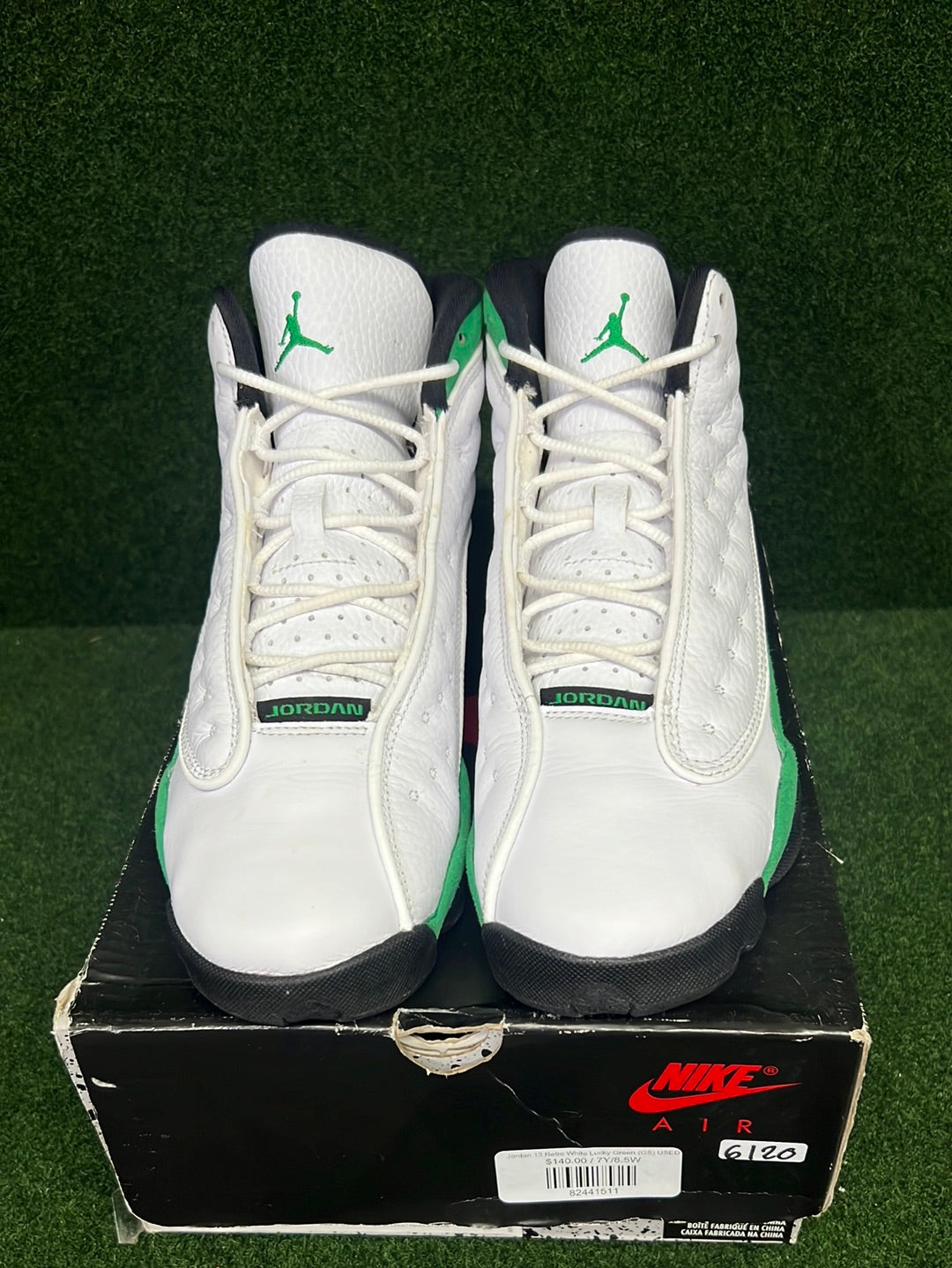 Jordan 13 Retro White Lucky Green (GS) USED