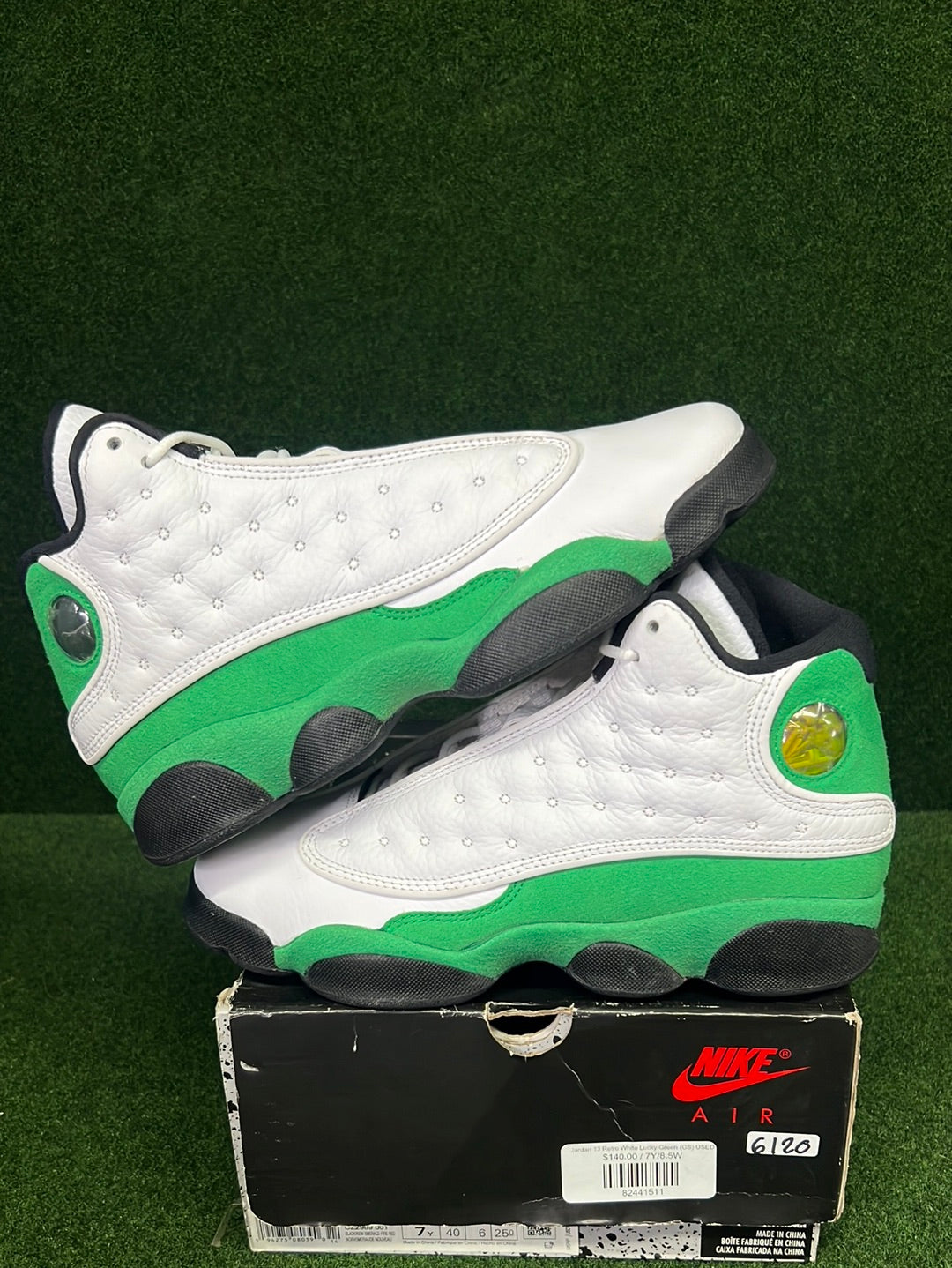 Jordan 13 Retro White Lucky Green (GS) USED