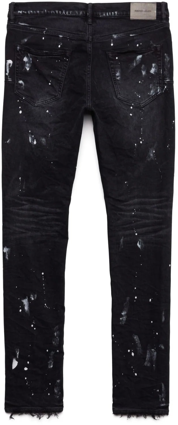 Purple Brand Black Resin Knee Slit Jeans