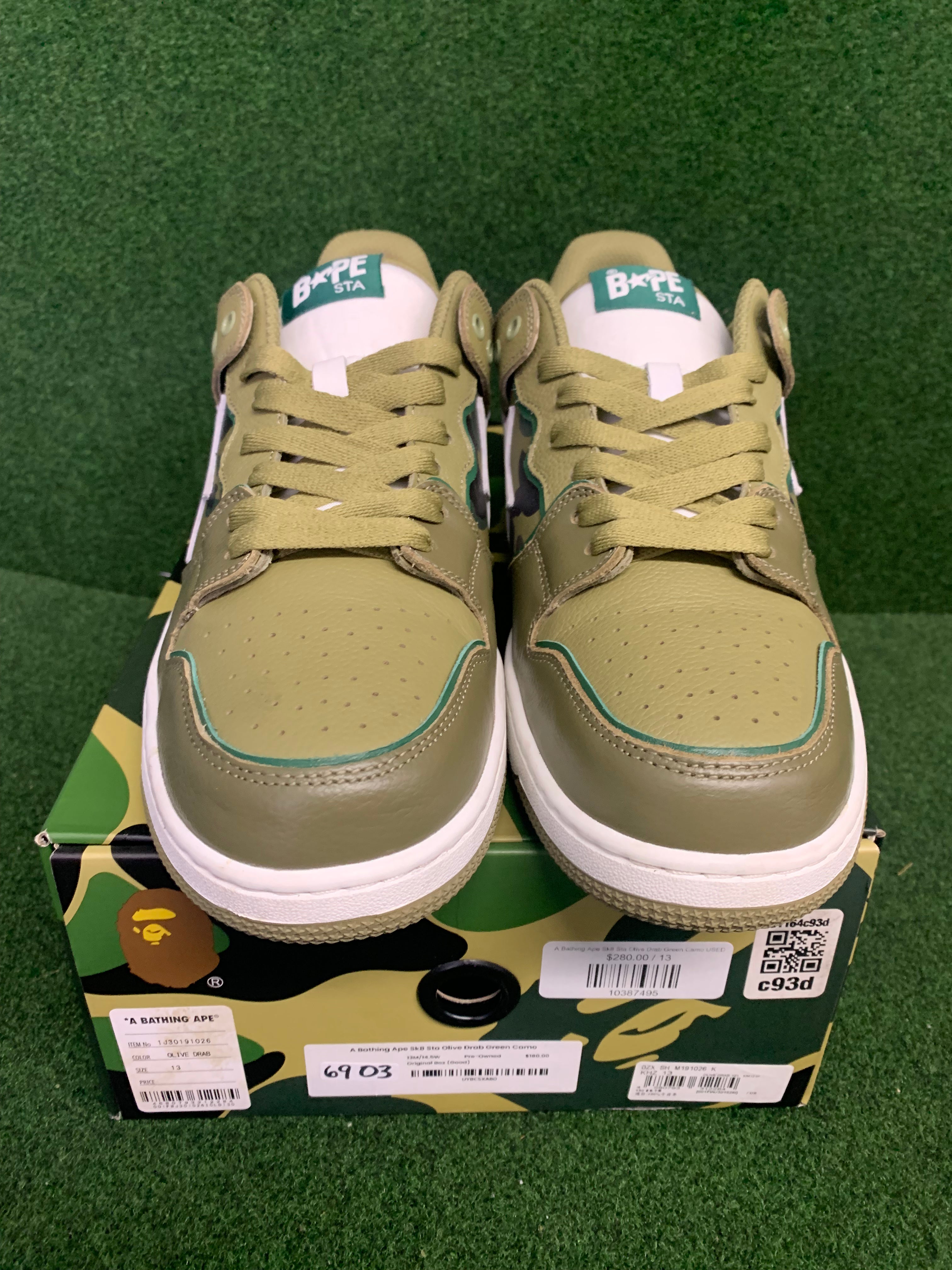 A Bathing Ape Sk8 Sta Olive Drab Green Camo USED