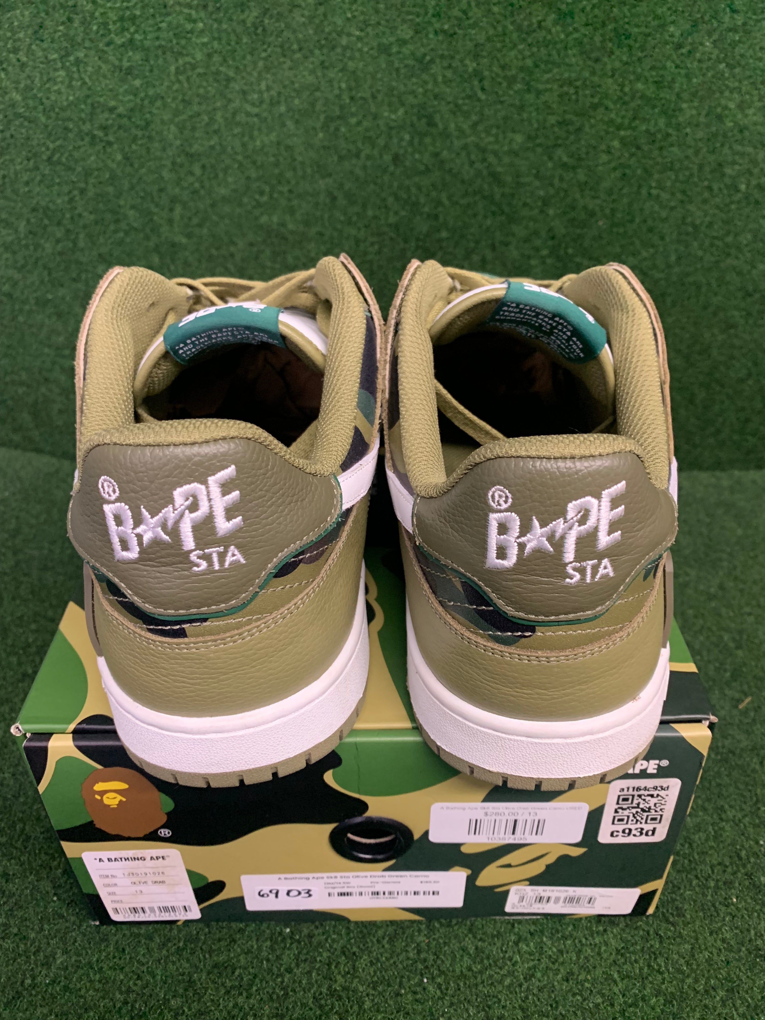 A Bathing Ape Sk8 Sta Olive Drab Green Camo USED