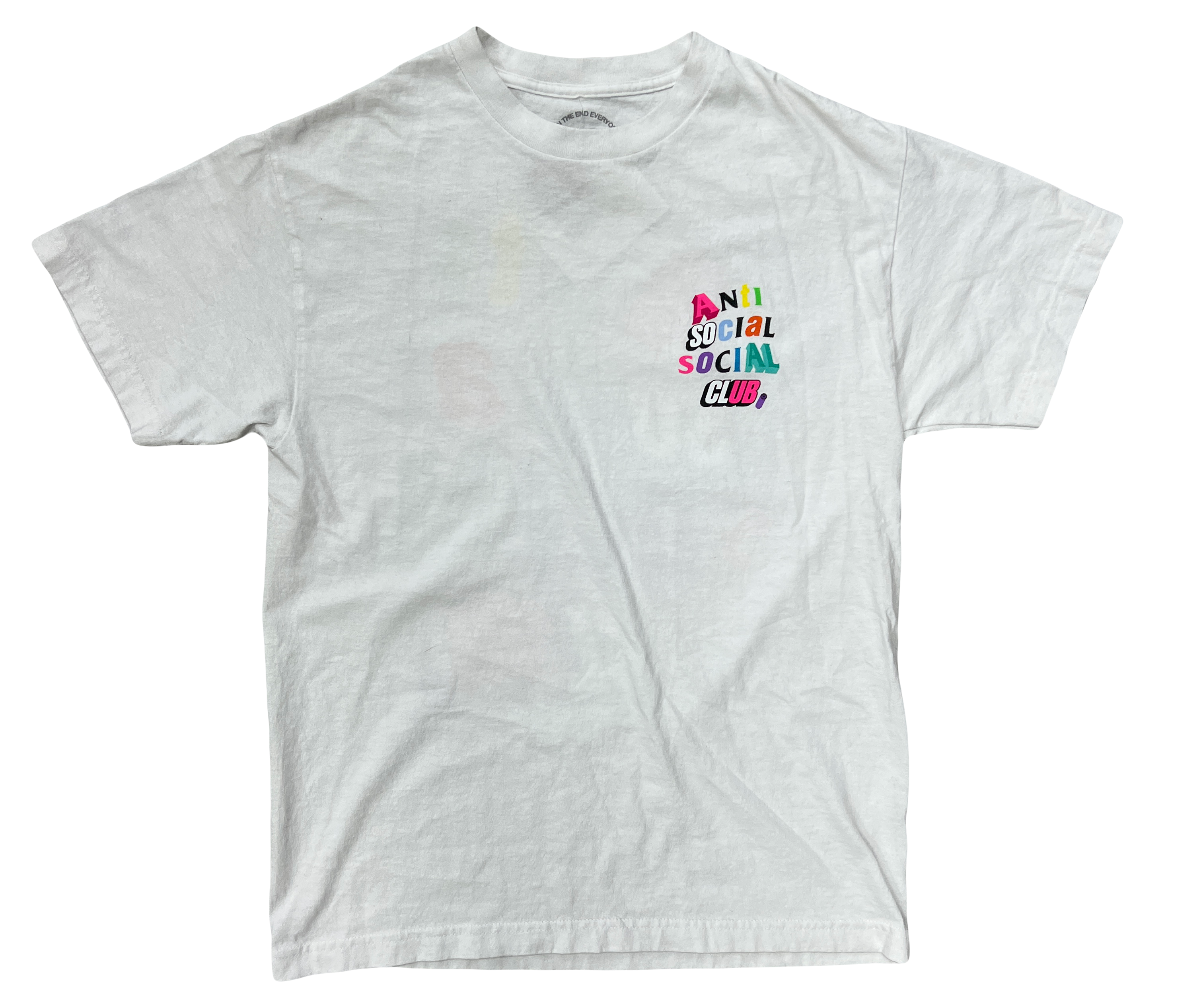 ASSC CRAZY FONT MULTICOLOR / WHITE TEE SHIRT - ANTI SOCIAL SOCIAL CLUB