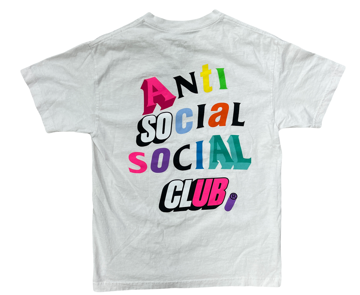 ASSC CRAZY FONT MULTICOLOR / WHITE TEE SHIRT - ANTI SOCIAL SOCIAL CLUB