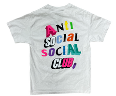 ASSC CRAZY FONT MULTICOLOR / WHITE TEE SHIRT - ANTI SOCIAL SOCIAL CLUB