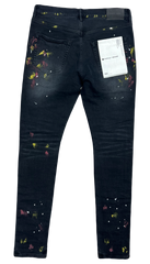 Purple Brand - Black Red Yellow paint Splatter Atlanta Exclusive Ripped skinny jeans