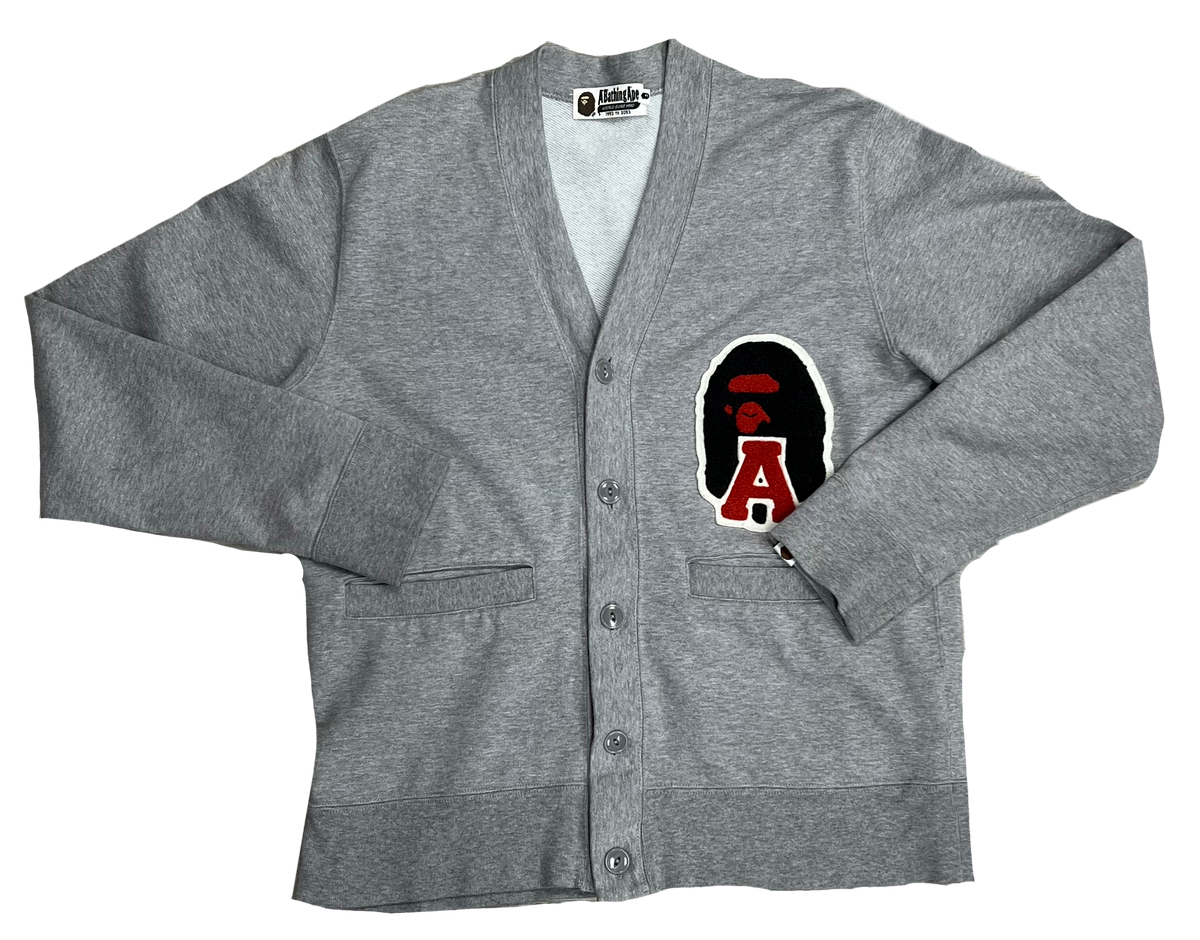 Bape Letterman Grey Cardigan Button Up