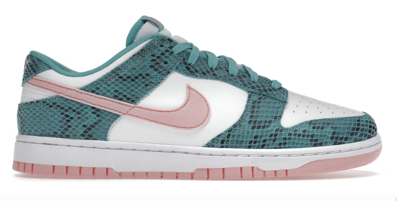 Nike Dunk Low Snakeskin Washed Teal Bleached Coral USED