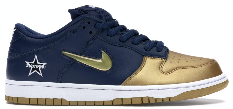 Nike SB Dunk Low Supreme Jewel Swoosh Gold USED