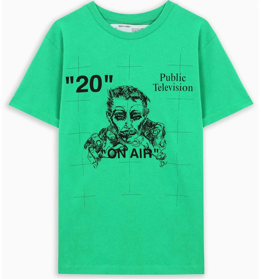 OFF-WHITE Public Television T-shirt Green/Black