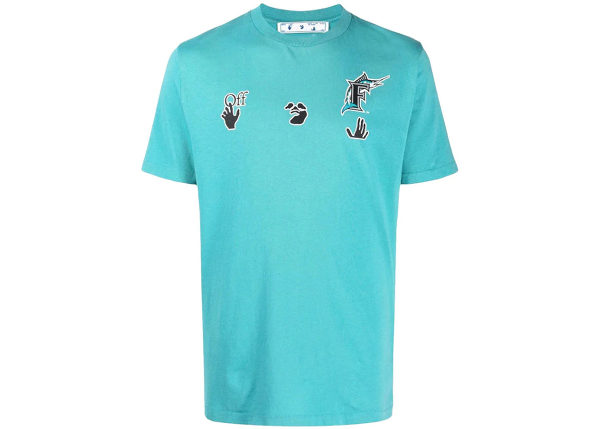 OFF-WHITE x MLB Miami Marlins T-Shirt Lake Blue/Black