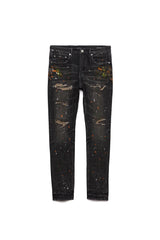 Purple Brand P001 LOW RISE SKINNY JEAN - Grey Paint Distress