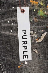 Purple Brand P001 LOW RISE SKINNY JEAN - Grey Paint Distress