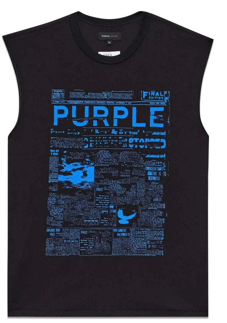 Purple Brand Newsprint Blue Tank Top