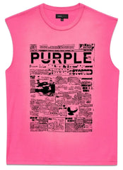 Purple Brand Newsprint Pink Tank Top