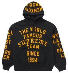 Supreme Team Flocked Hooded Sweatshirt Black