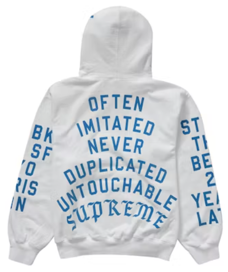 Supreme Team Flocked Hooded Sweatshirt White