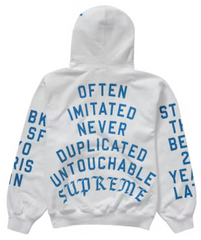 Supreme Team Flocked Hooded Sweatshirt White