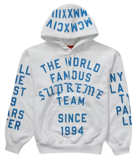 Supreme Team Flocked Hooded Sweatshirt White