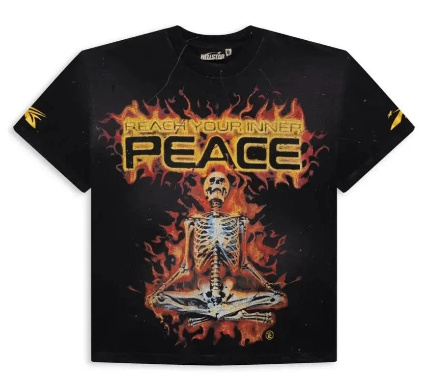 Hellstar Reach Your Inner Peace Fire t shirt Black