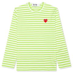 CDG PLAY PASTELLE STRIPED L/S SHIRT GREEN - COMME DES GARCONS