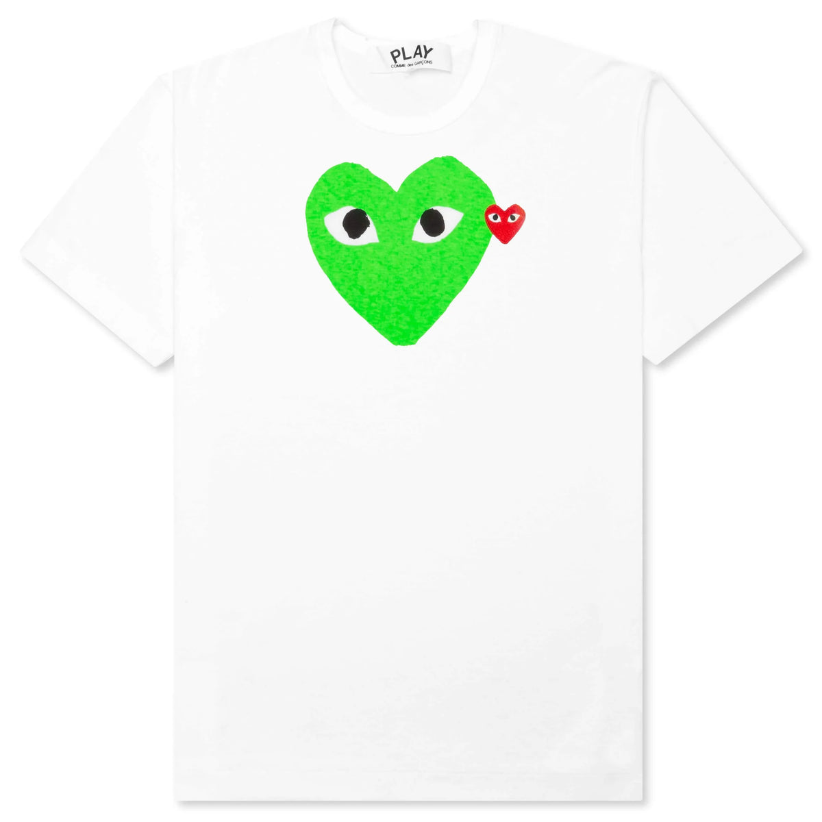 COMME DES GARCONS PLAY RED EMBLEM HEART T-SHIRT - WHITE/GREEN