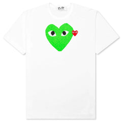 COMME DES GARCONS PLAY RED EMBLEM HEART T-SHIRT - WHITE/GREEN