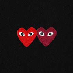 CDG DOUBLE HEARTS T-SHIRT BLACK - COMME DES GARCONS PLAY