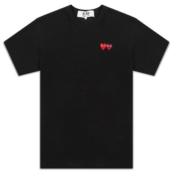 CDG DOUBLE HEARTS T-SHIRT BLACK - COMME DES GARCONS PLAY