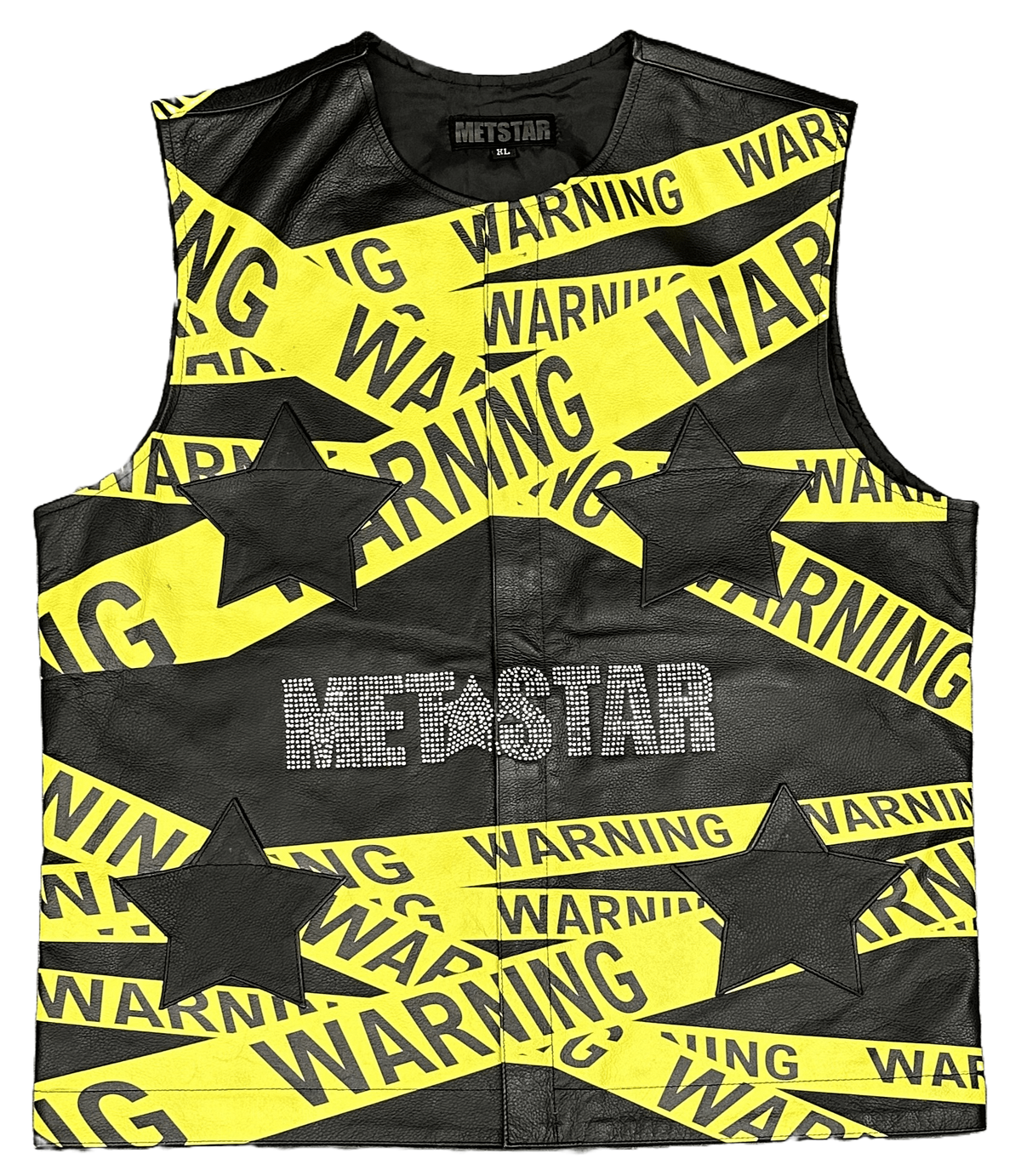 Metstar Caution Tape Leather Vest