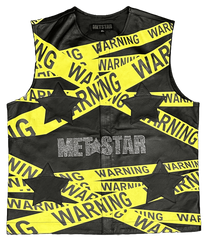 Metstar Caution Tape Leather Vest