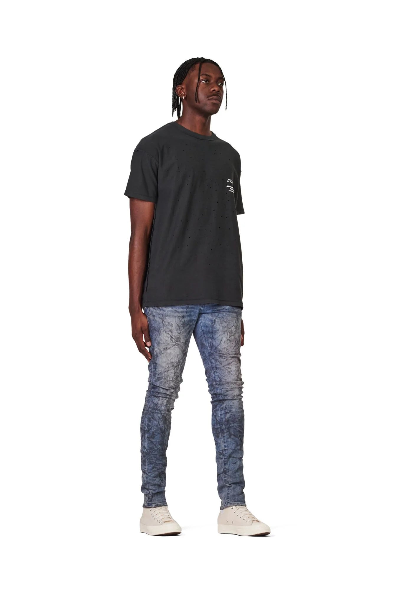 Purple Brand P001 LOW RISE SKINNY JEAN - Exclusive Indigo Mechanic Dirty