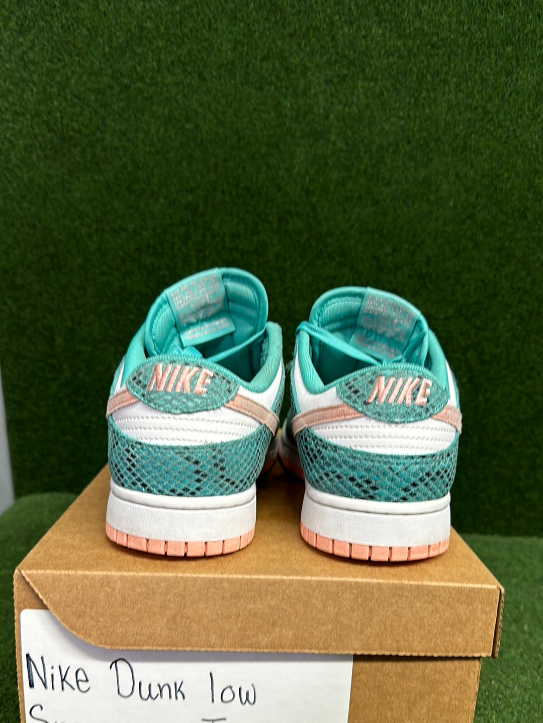 Nike Dunk Low Snakeskin Washed Teal Bleached Coral USED