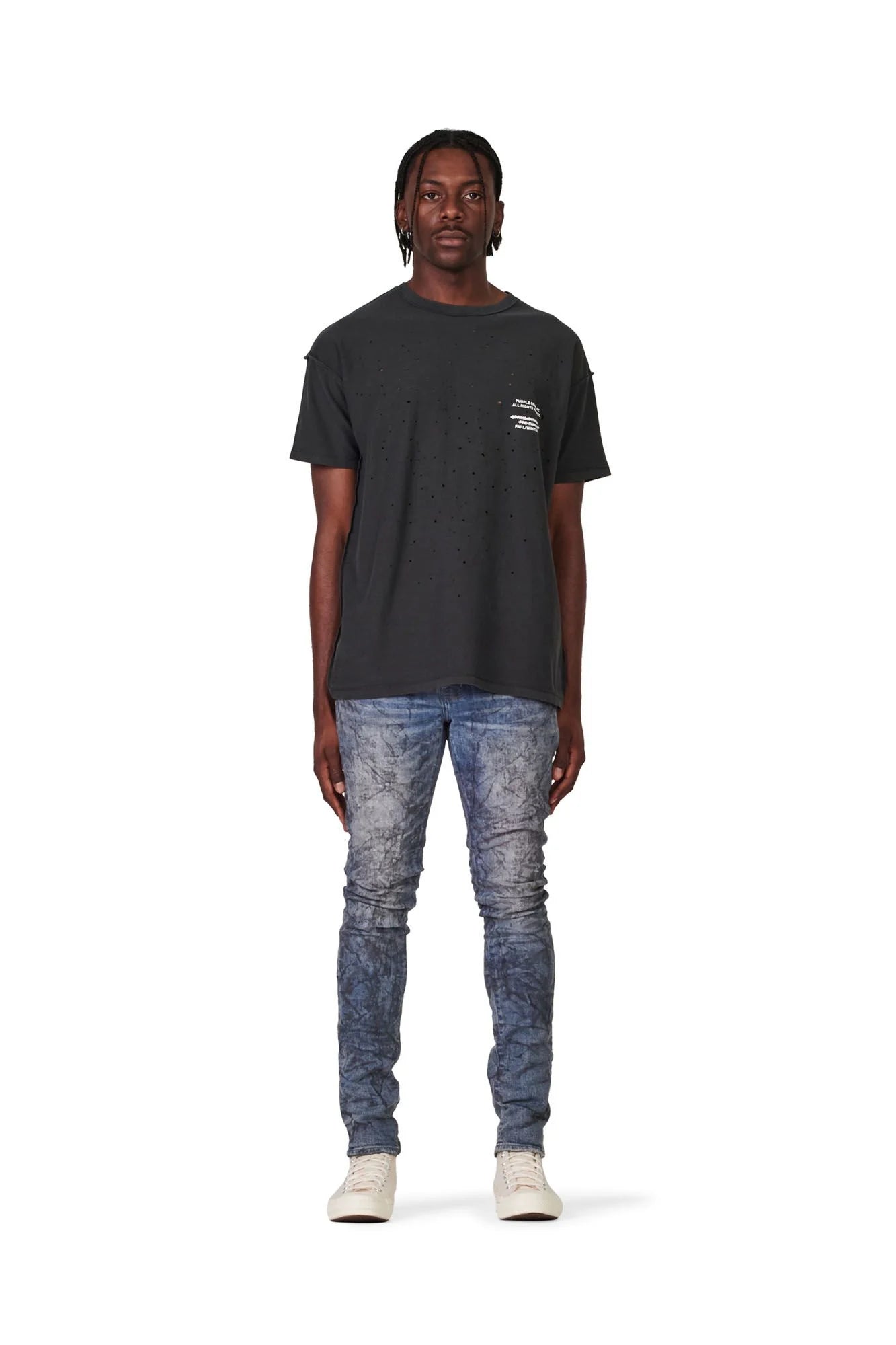 Purple Brand P001 LOW RISE SKINNY JEAN - Exclusive Indigo Mechanic Dirty