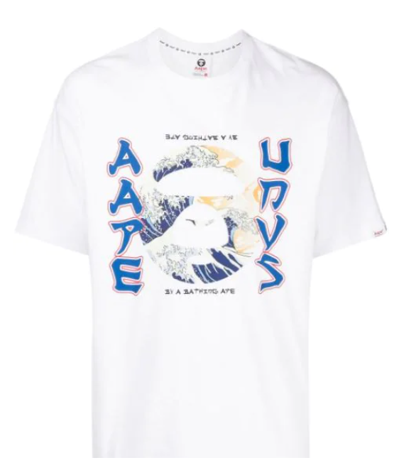 AAPE WAVE BAPE HEAD WHITE TEE BY A BATHING APE